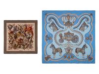 Two Hermès Cashmere-Silk Scarves, 90cm and 140cm
