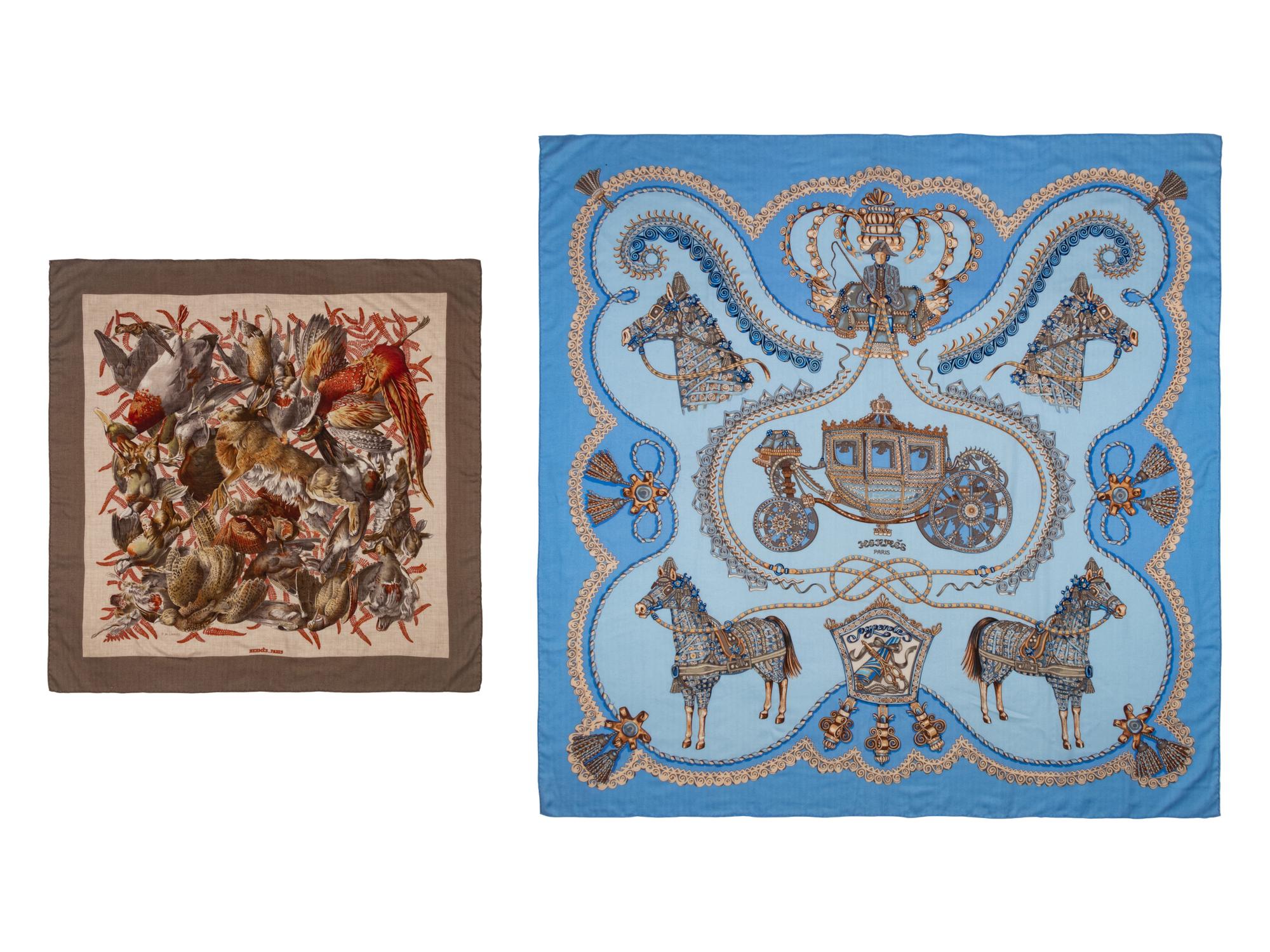 Two Hermès Cashmere-Silk Scarves, 90cm and 140cm