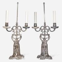 A Pair of Silver Metal Table Lamps