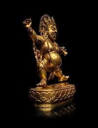 A Sino-Tibetan Gilt Bronze Figure of Vajrapani