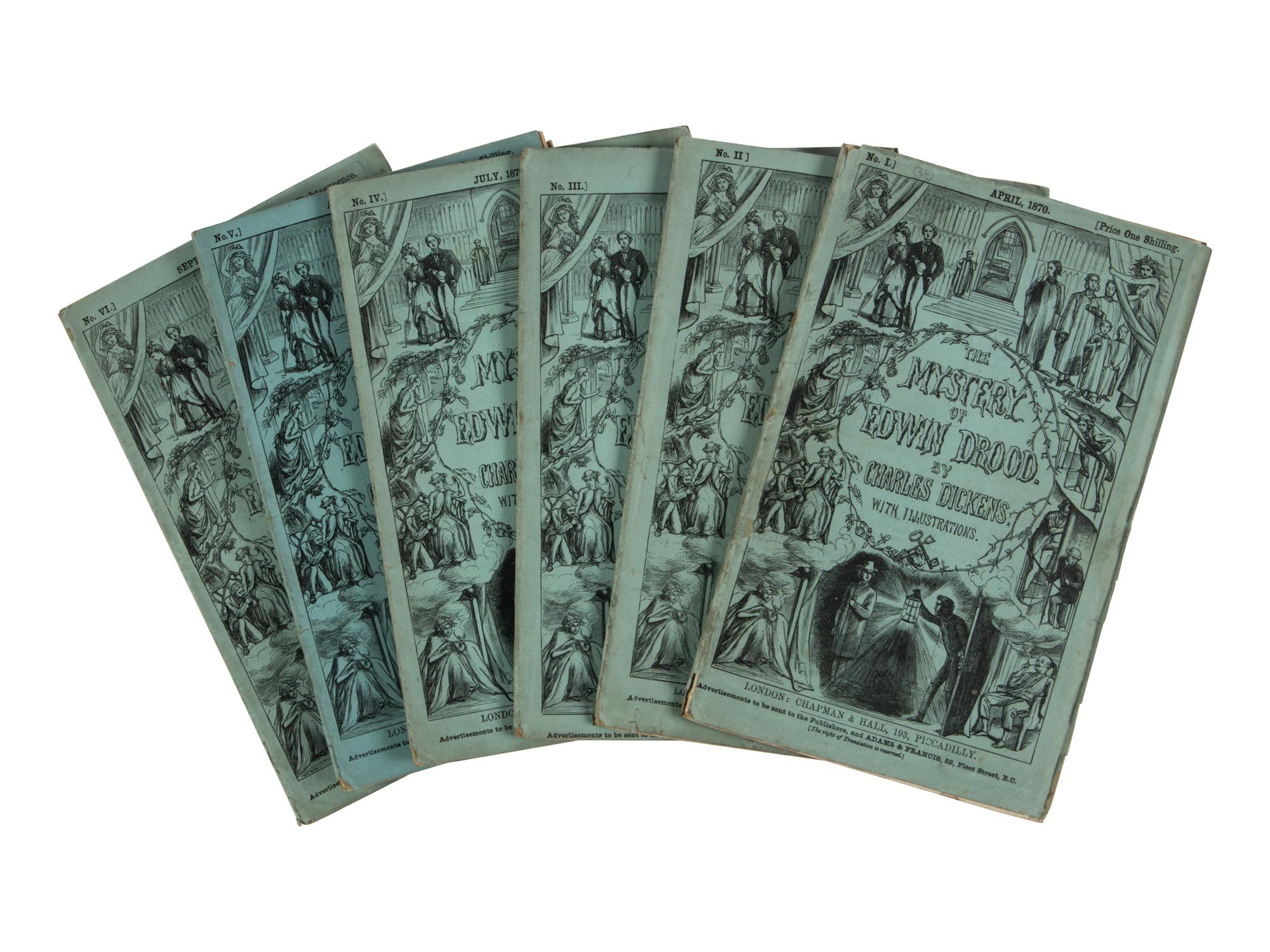 DICKENS, Charles (1812-1870). The Mystery of Edwin Drood . London: Chapman and Hall, April-September 1870.