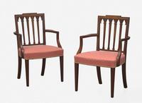 A set of ten Federal style square-back carved mahogany dining chairs, in the manner of Salem, MA, late 19th / early 20th century