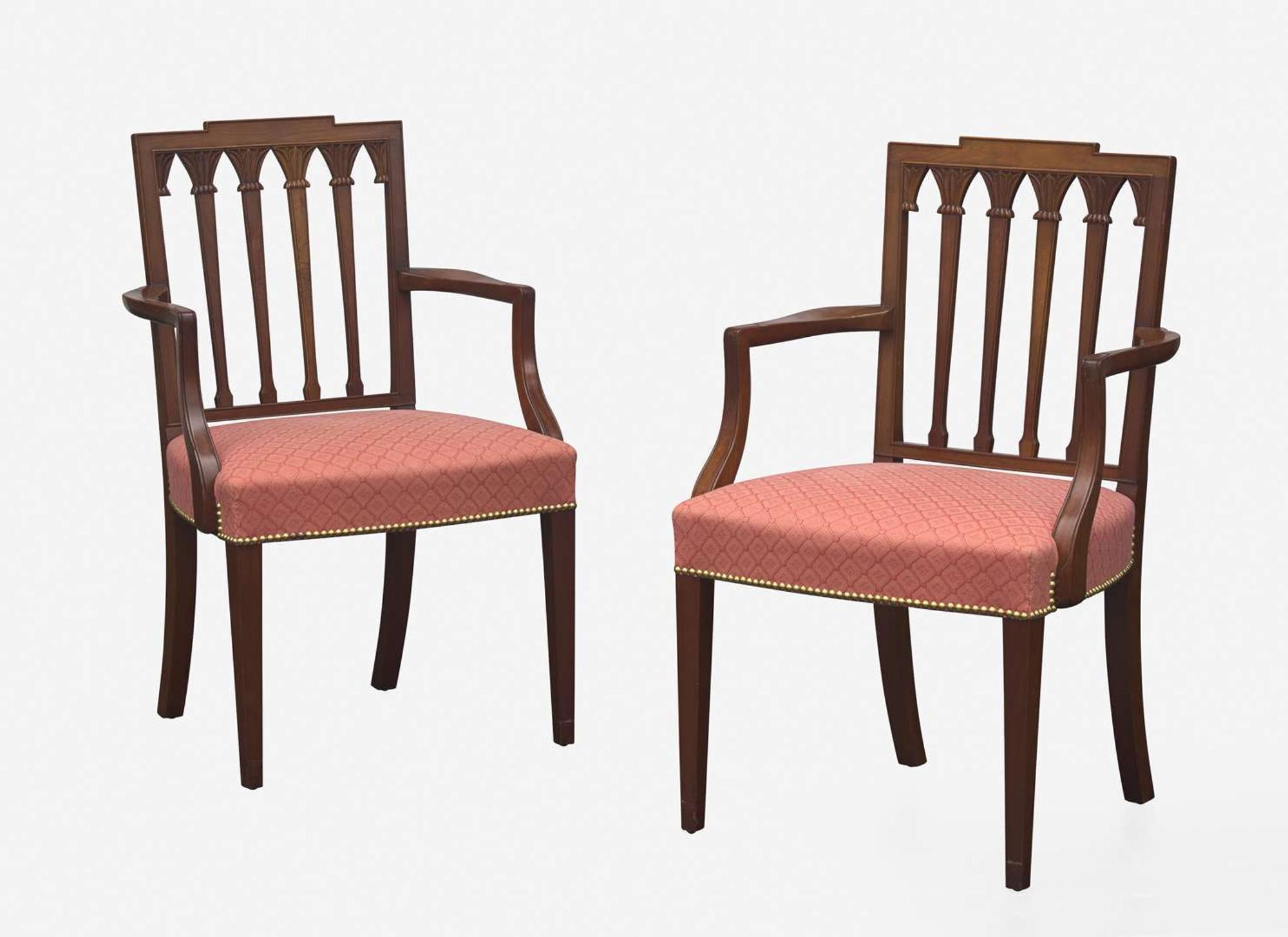A set of ten Federal style square-back carved mahogany dining chairs, in the manner of Salem, MA, late 19th / early 20th century