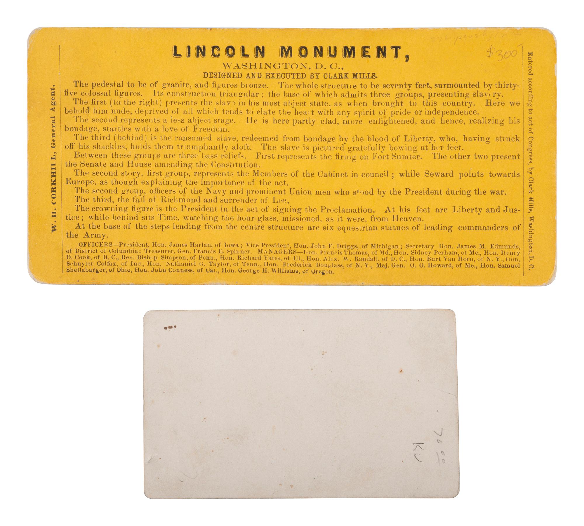 [POLITICS - CIVIL WAR]. 6 images, incl. Lincoln and views of Washington, DC, landmarks.