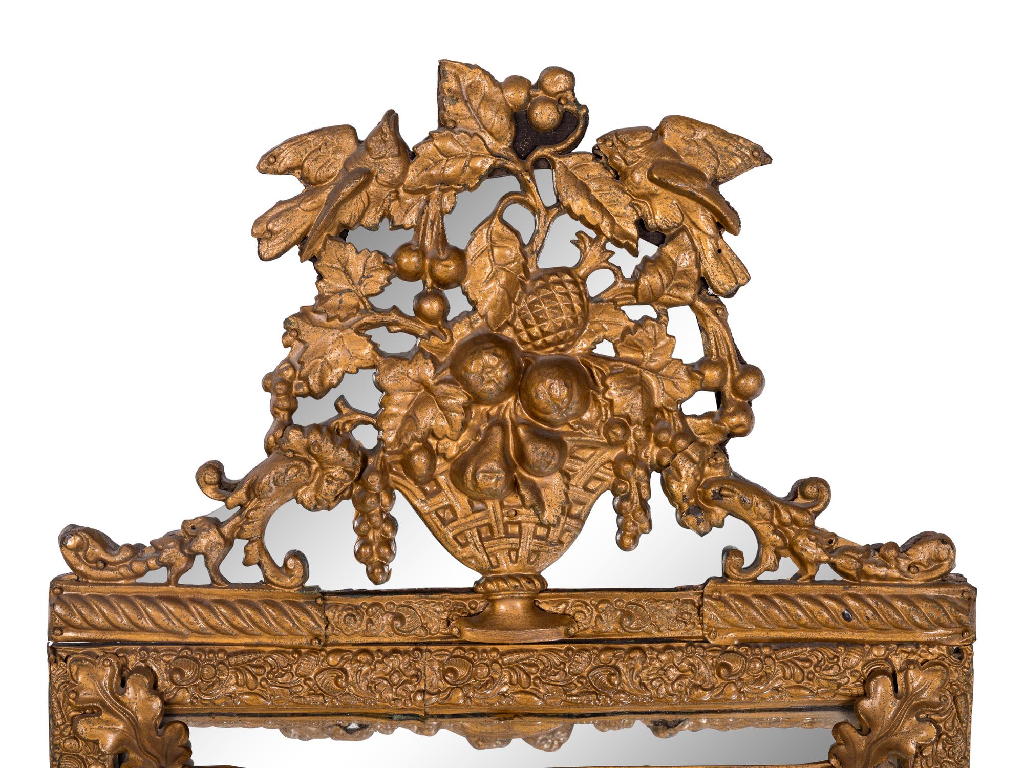 A Dutch Baroque Style Brass Mirror