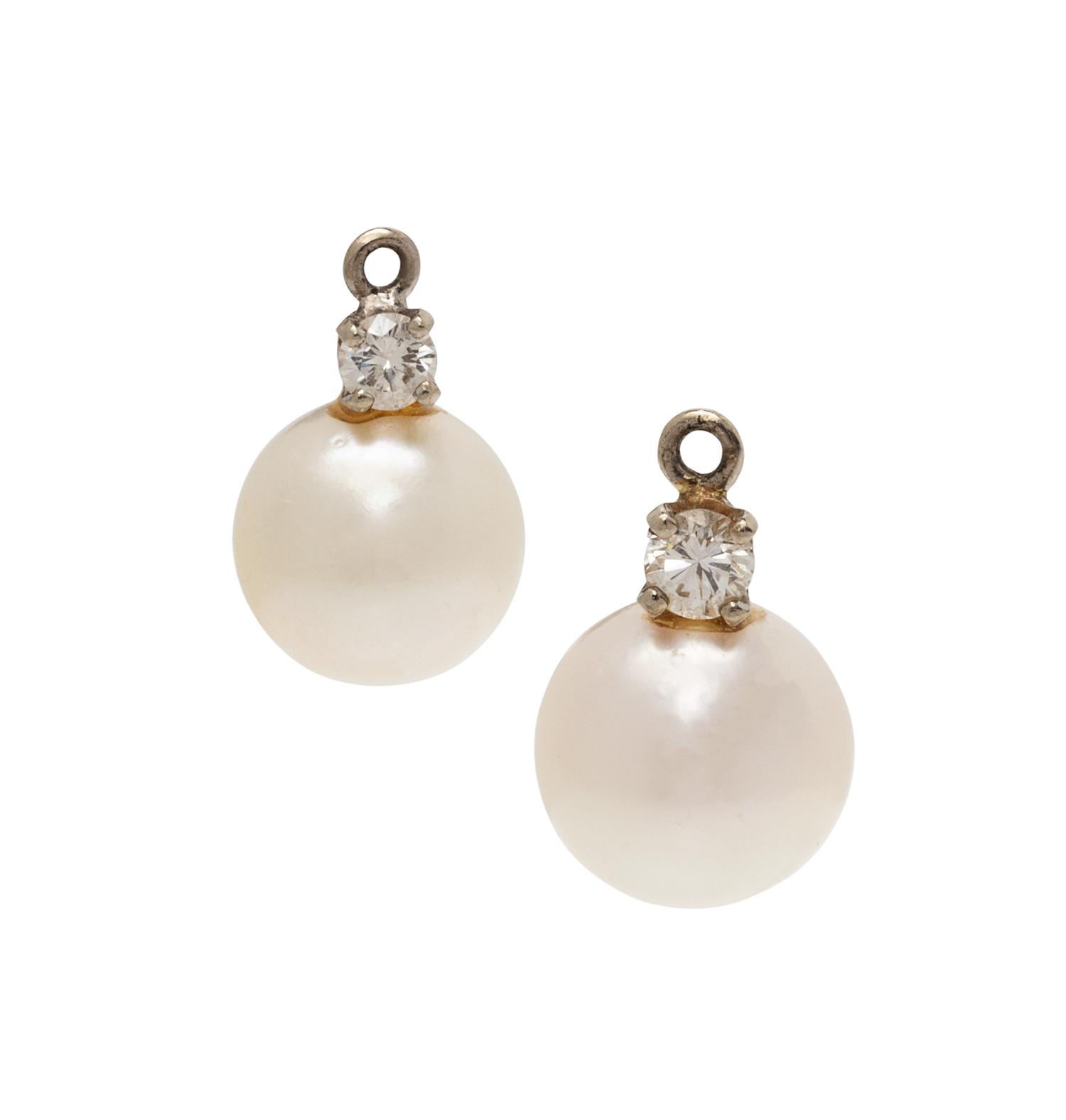 CULTURED PEARL AND DIAMOND EARRING ATTACHMENTS