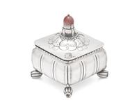 A Georg Jensen Silver and Turned Wood Mounted Box