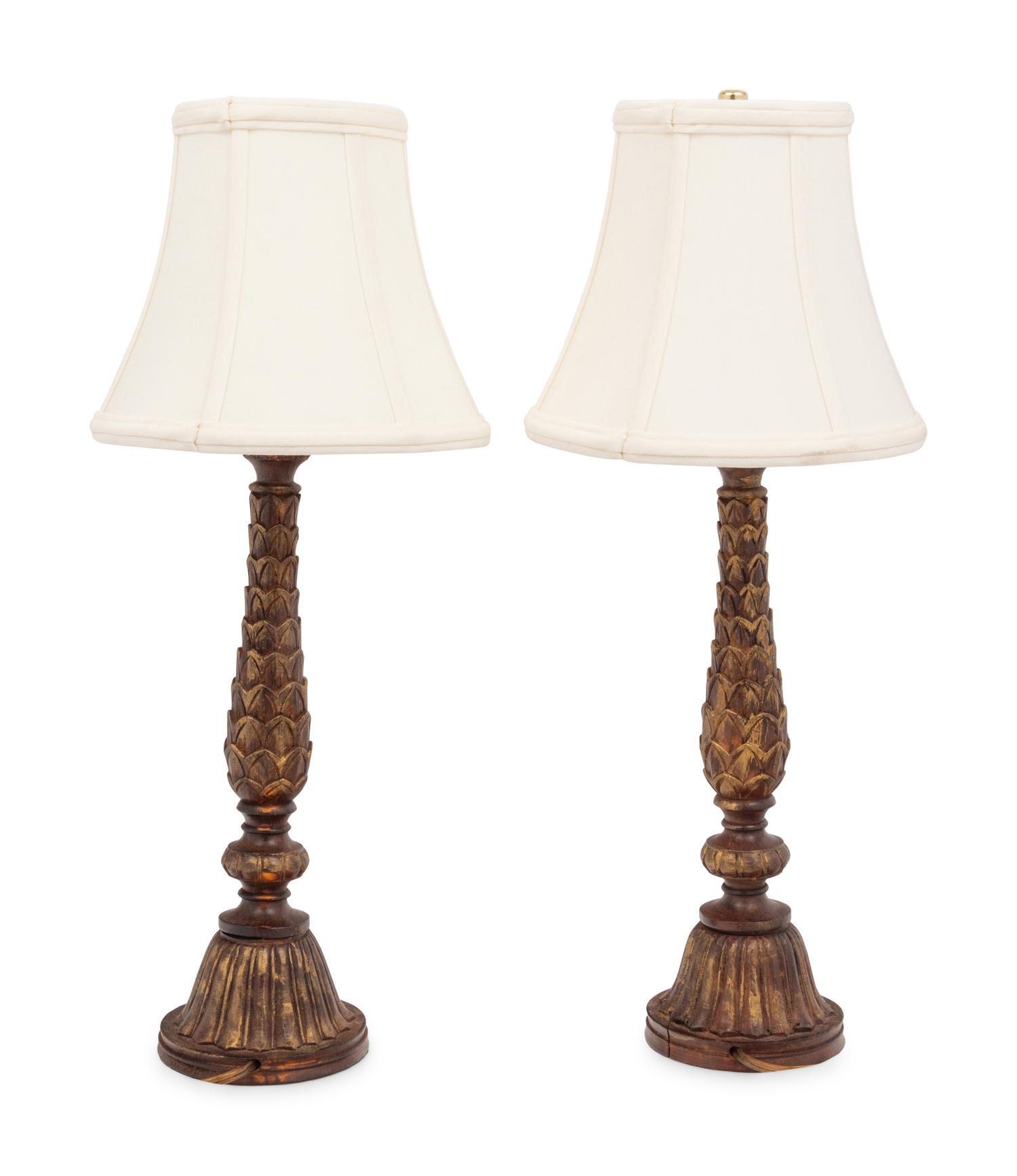 A Pair of Giltwood Table Lamps