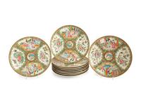 A Set of Ten Chinese Rose Medallion Porcelain Plates