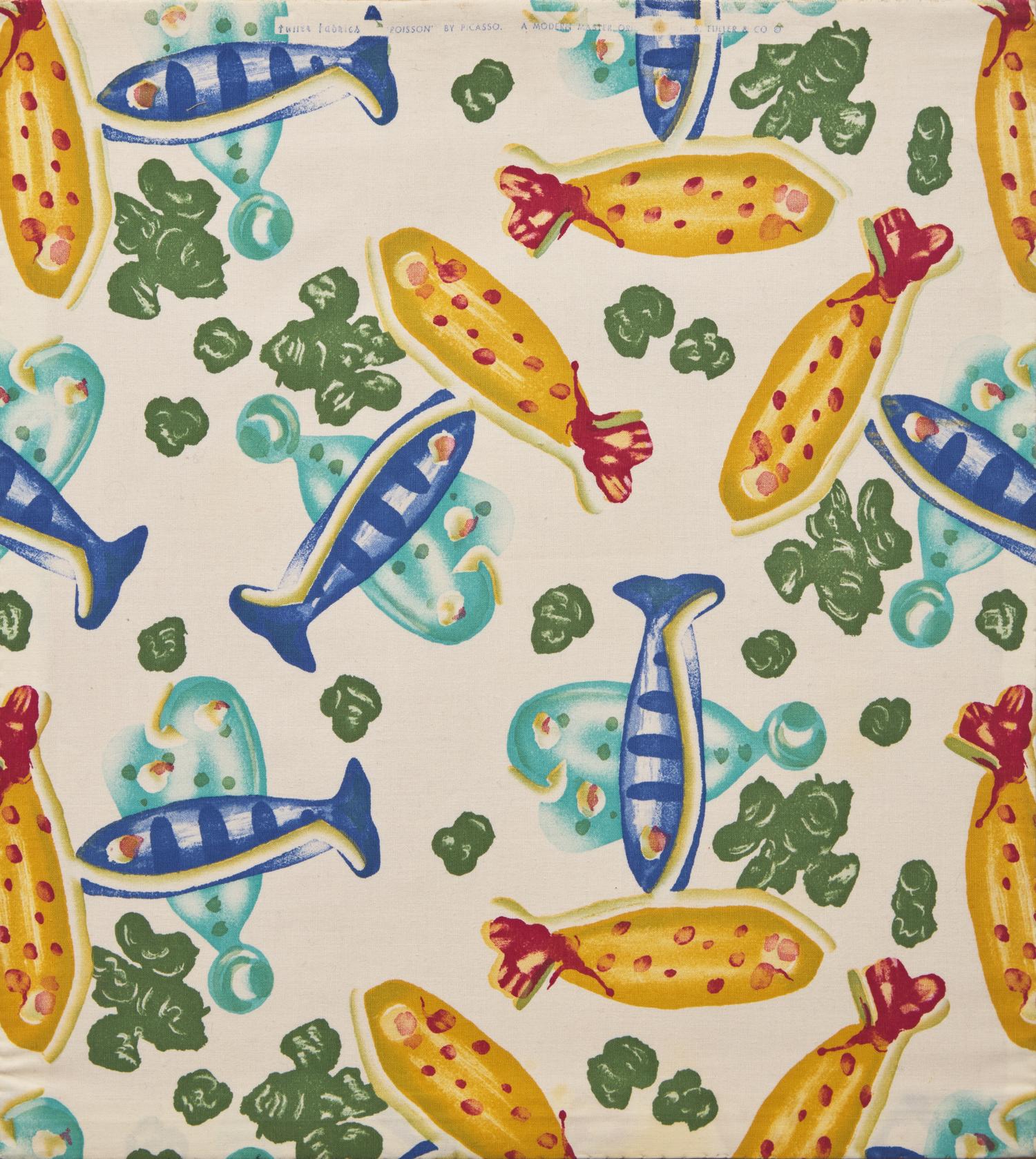 Three Mounted Printed Cotton Panels, Two Designed by Picasso DONATED BY CORA GINSBURG, LLC.