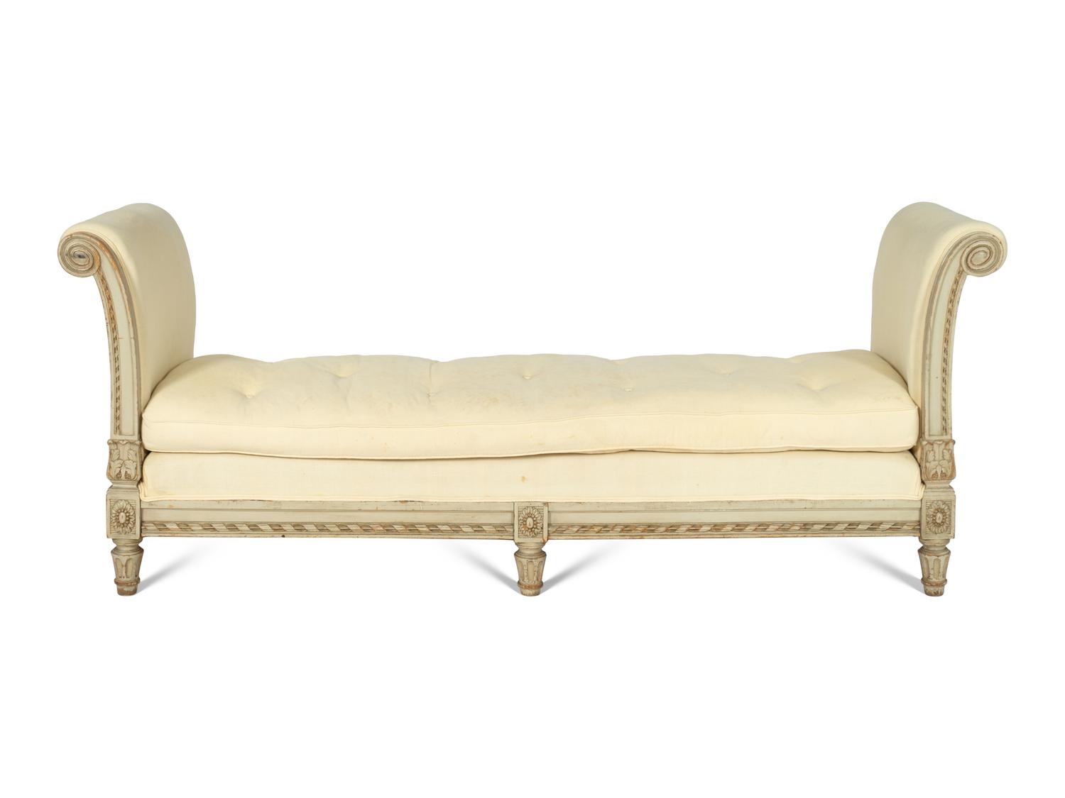 A Louis XVI Style Blue-Painted Daybed