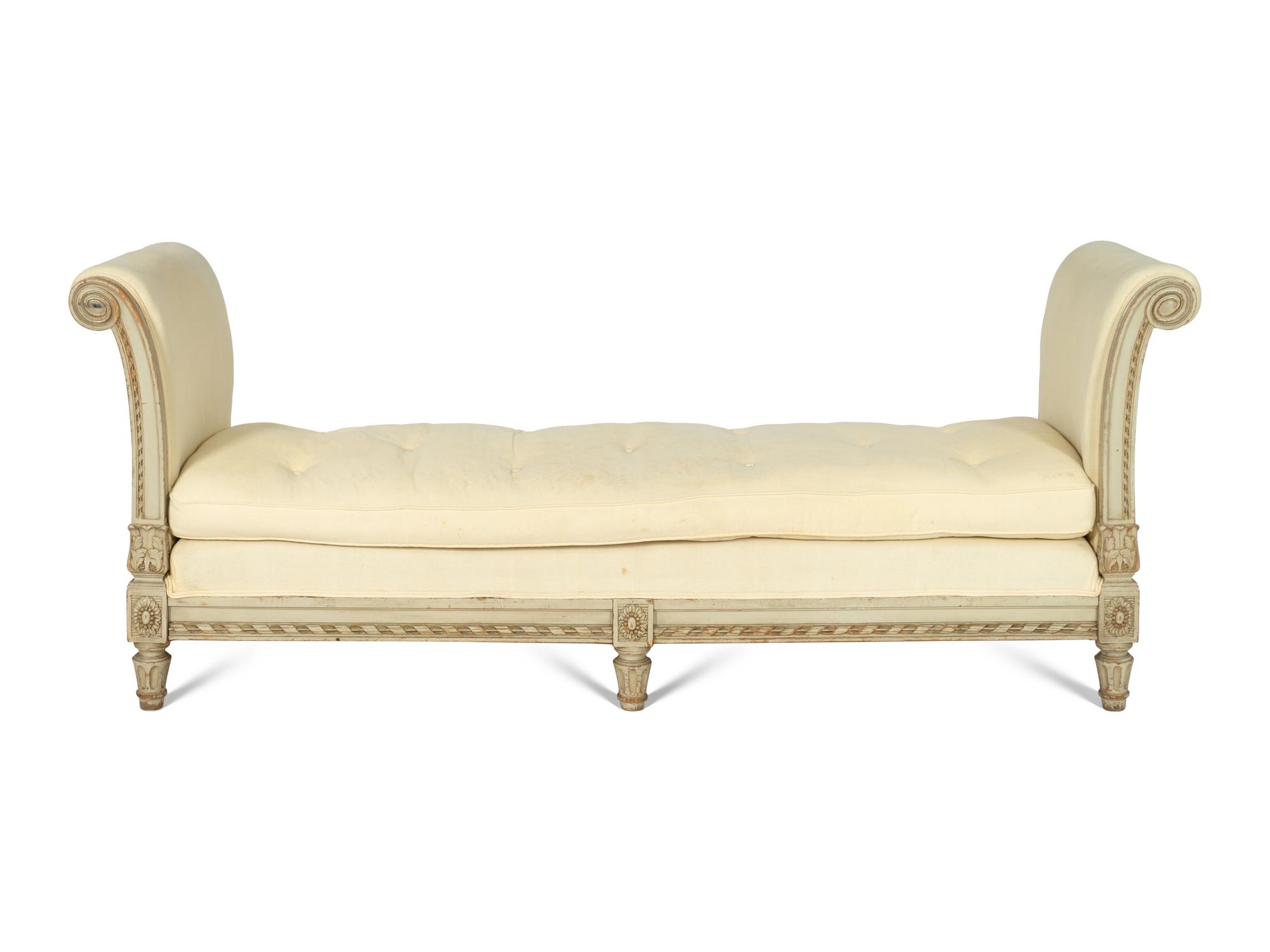 A Louis XVI Style Blue-Painted Daybed