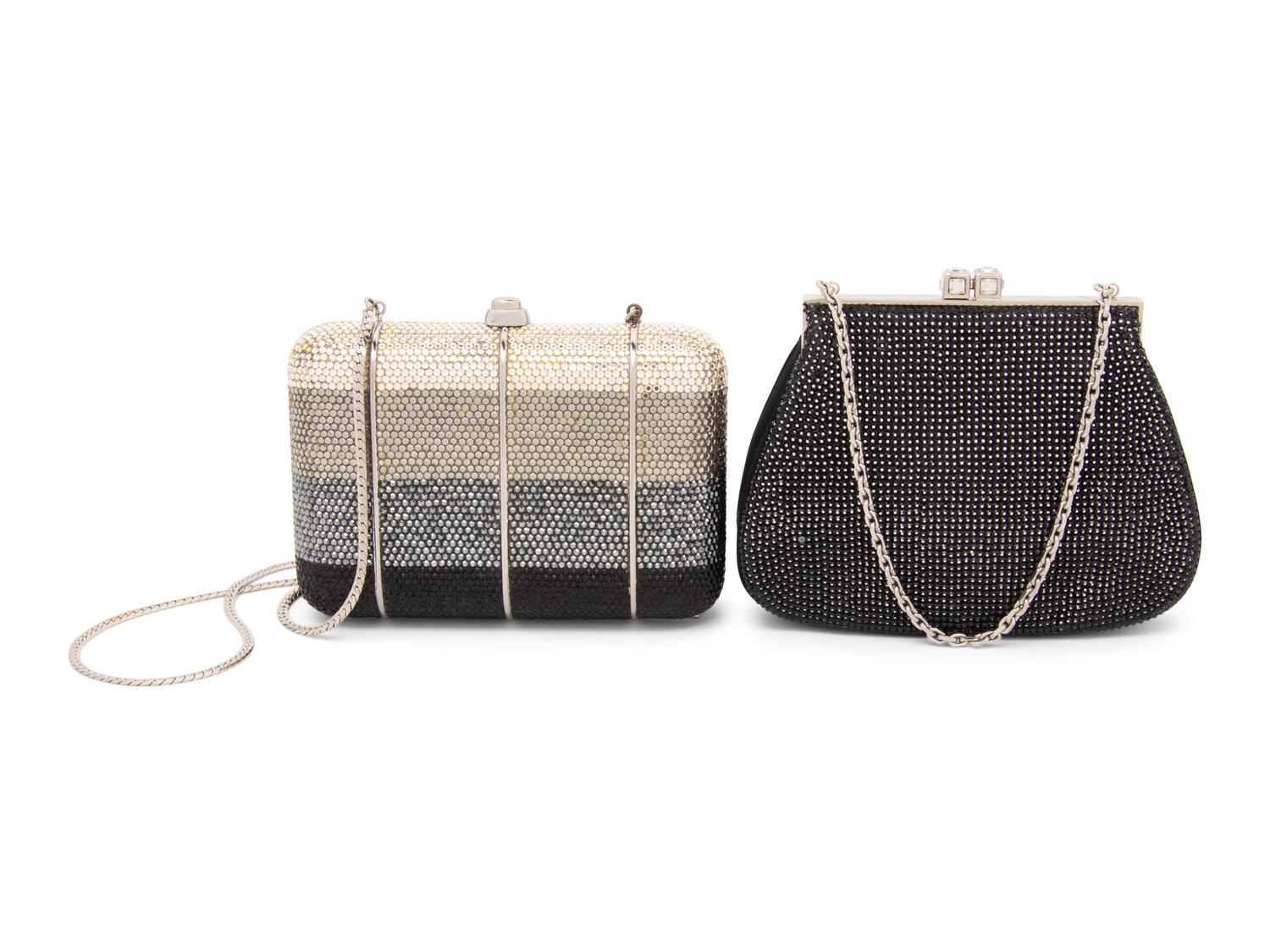 Two Judith Leiber Crystal Minaudière Clutches - One Formerly Owned by Elizabeth Taylor