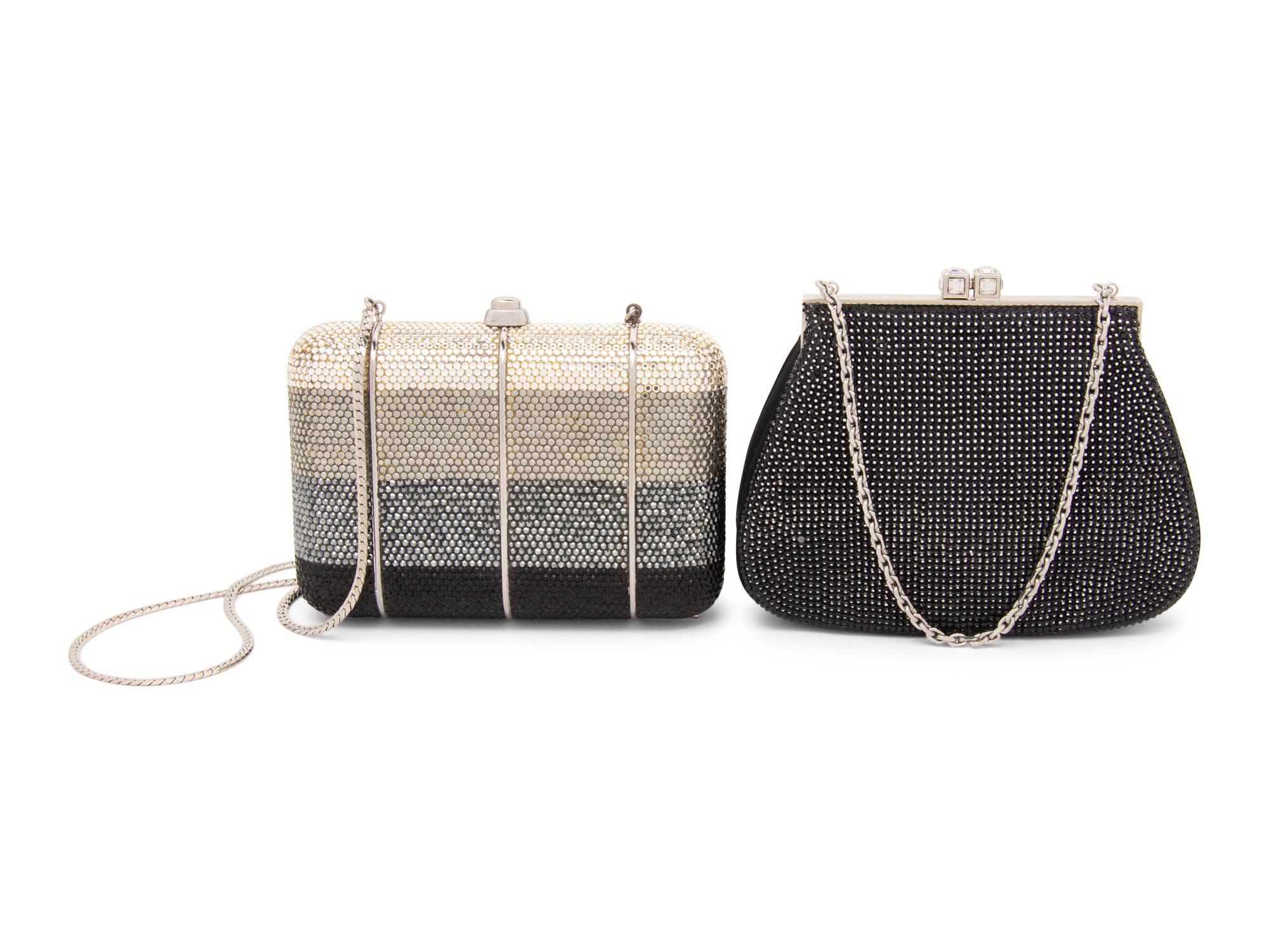Two Judith Leiber Crystal Minaudière Clutches - One Formerly Owned by Elizabeth Taylor
