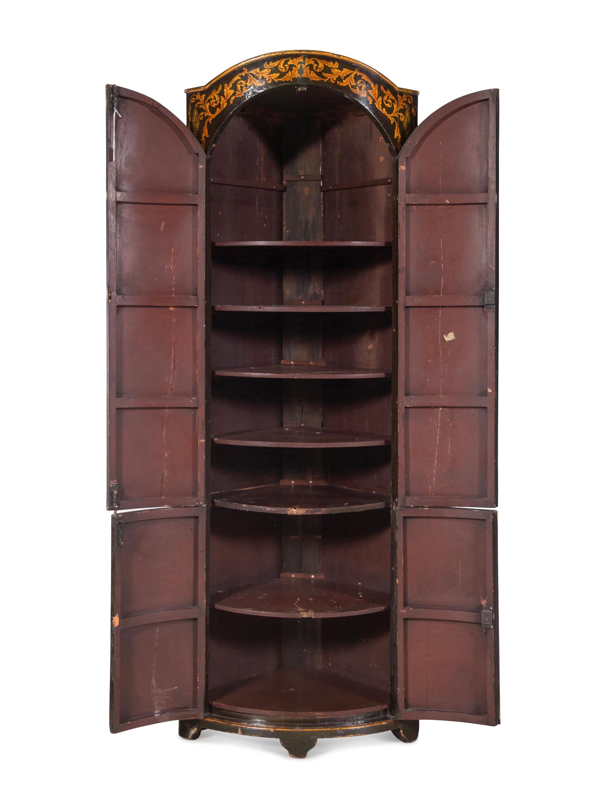 A Pair of Continental Painted Corner Cabinets