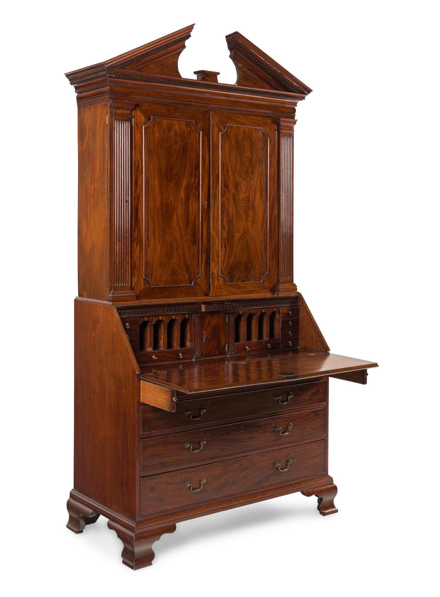 A George III Mahogany Bureau Cabinet