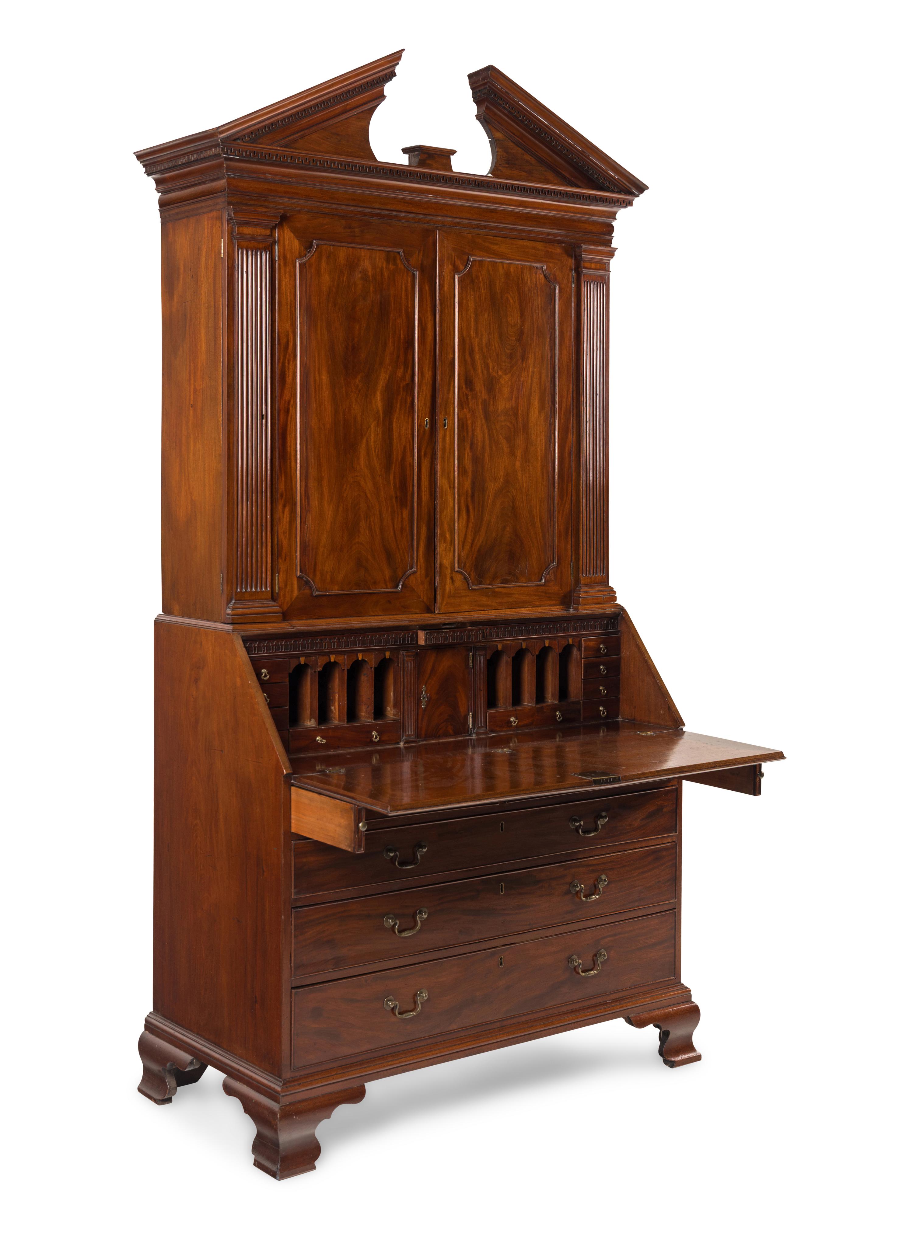 A George III Mahogany Bureau Cabinet