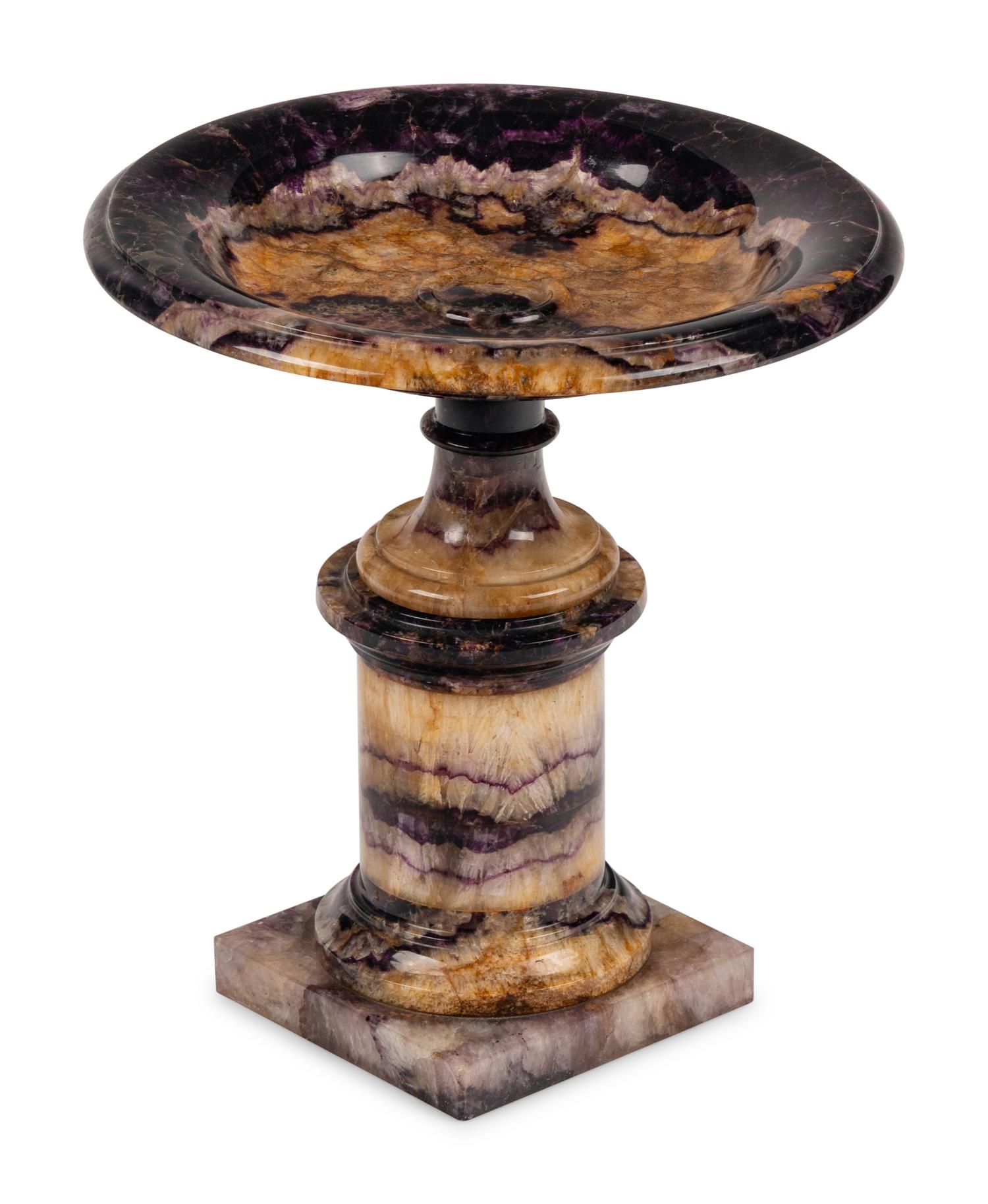 An English Carved Blue John Tazza