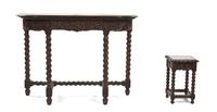 A Jacobean Revival Console Table, Height of first 33 3/4 x width 47 1/2 x depth 18 1/8 inches.