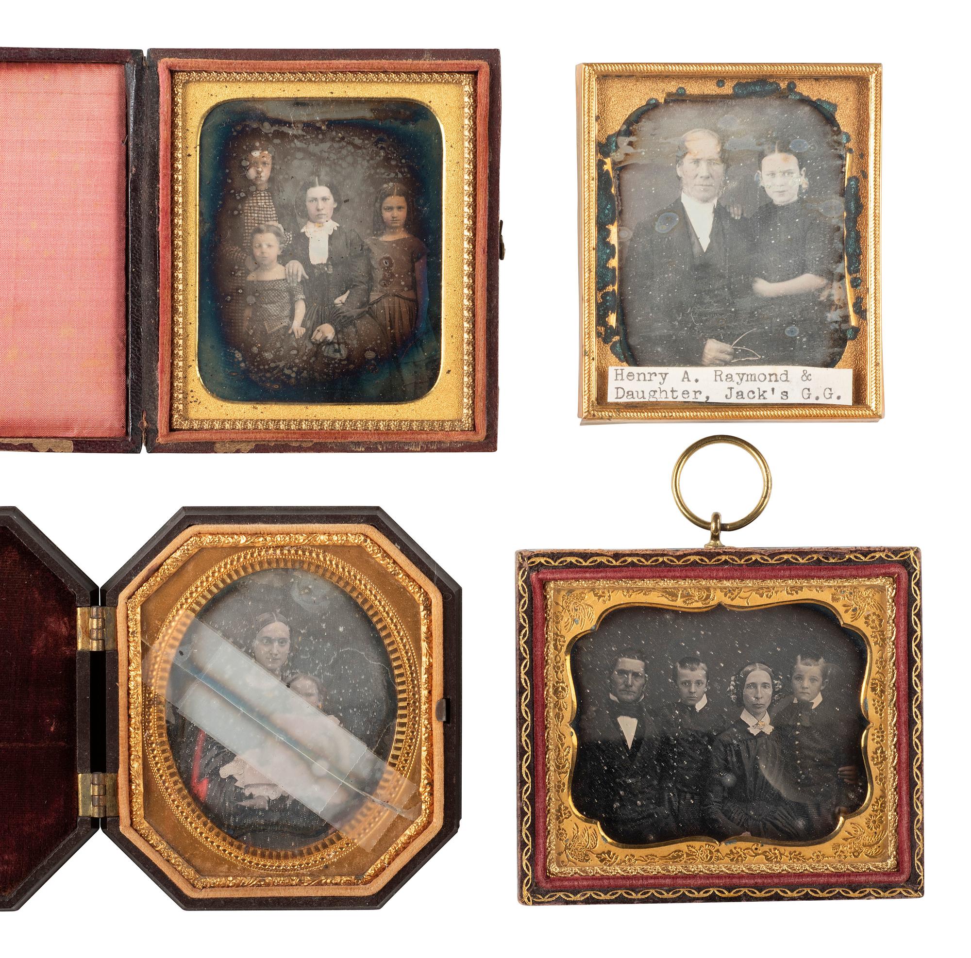 [EARLY PHOTOGRAPHY]. 18 sixth plate daguerreotypes featuring parents with children.