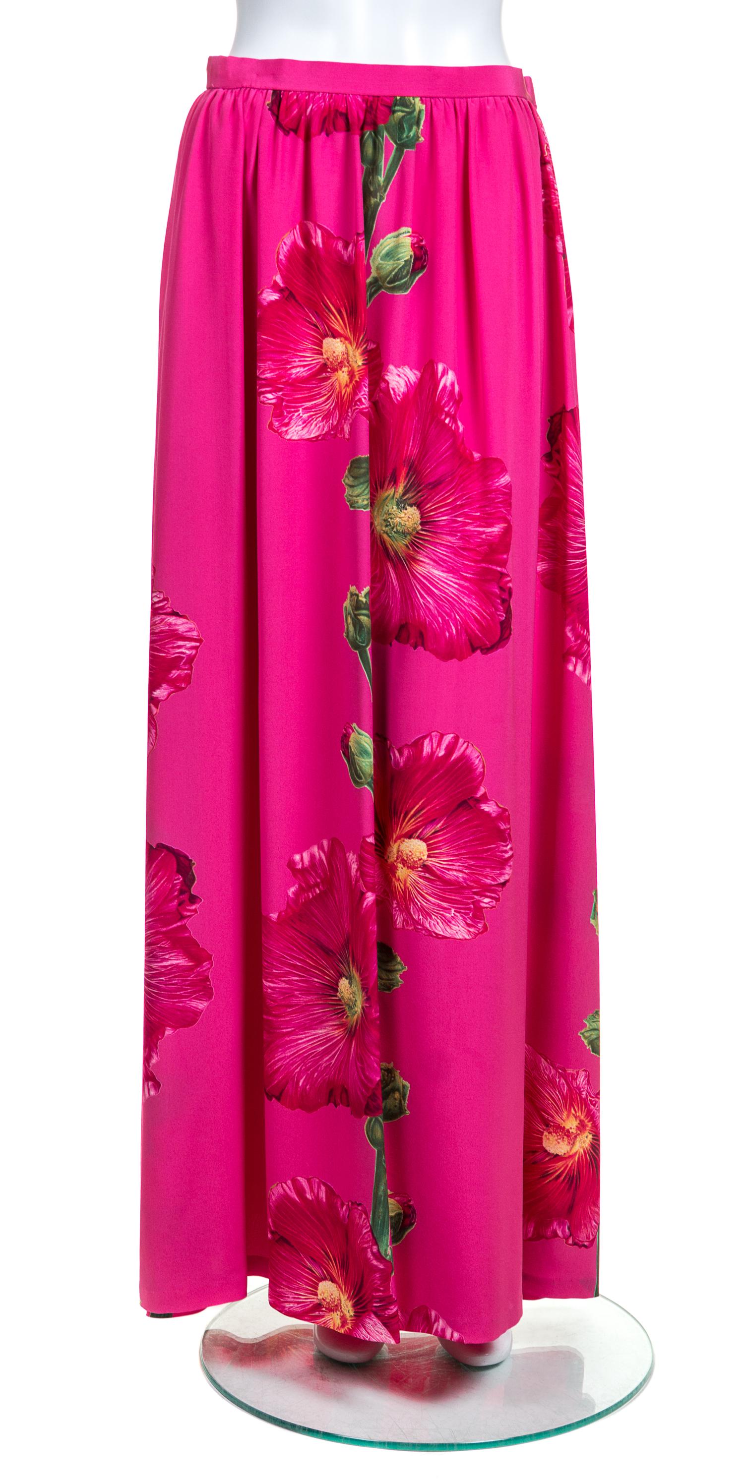 A Bill Blass Fuchsia Floral Evening Skirt, Size 10.