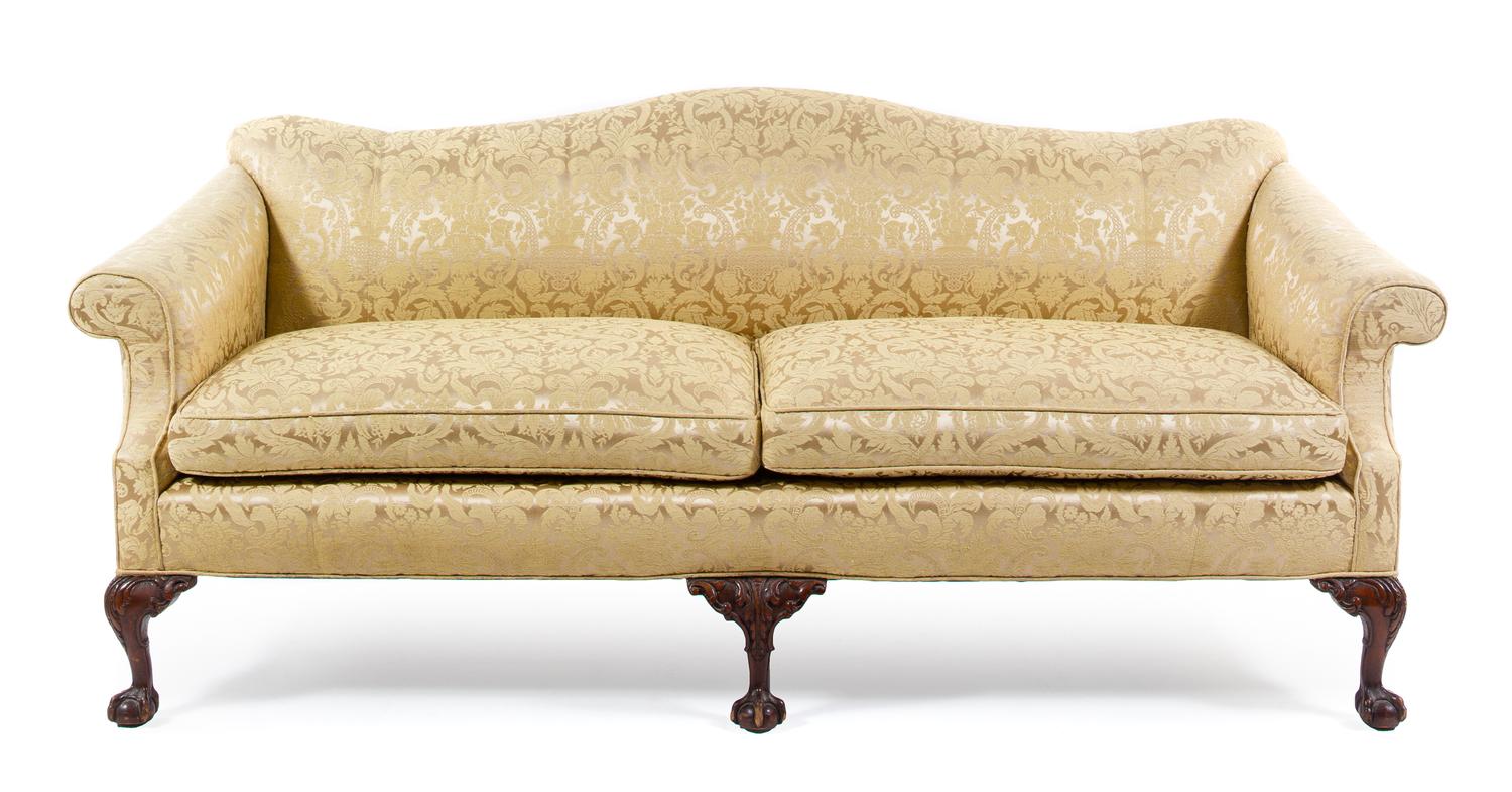 A George II Style Mahogany Sofa Height 33 x width 80 x depth 34 1/2 inches. — FIRST HALF 20TH CENTURY