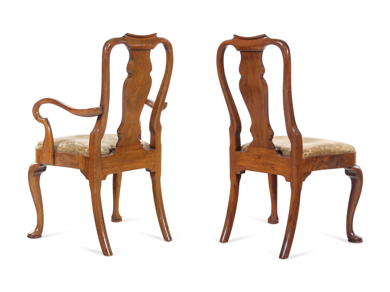 A Set of Eight Queen Anne Style Mahogany Dining Chairs