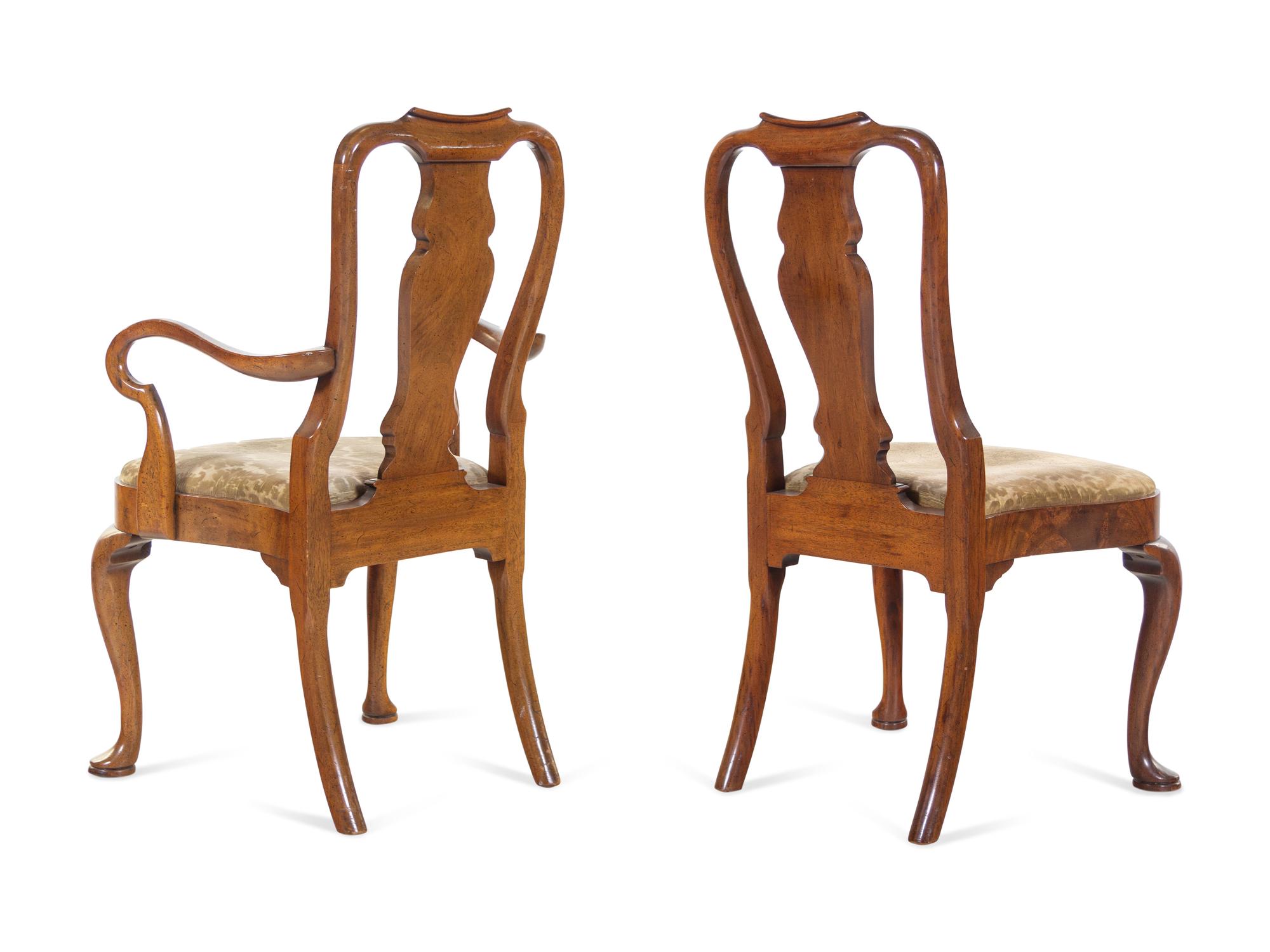 A Set of Eight Queen Anne Style Mahogany Dining Chairs