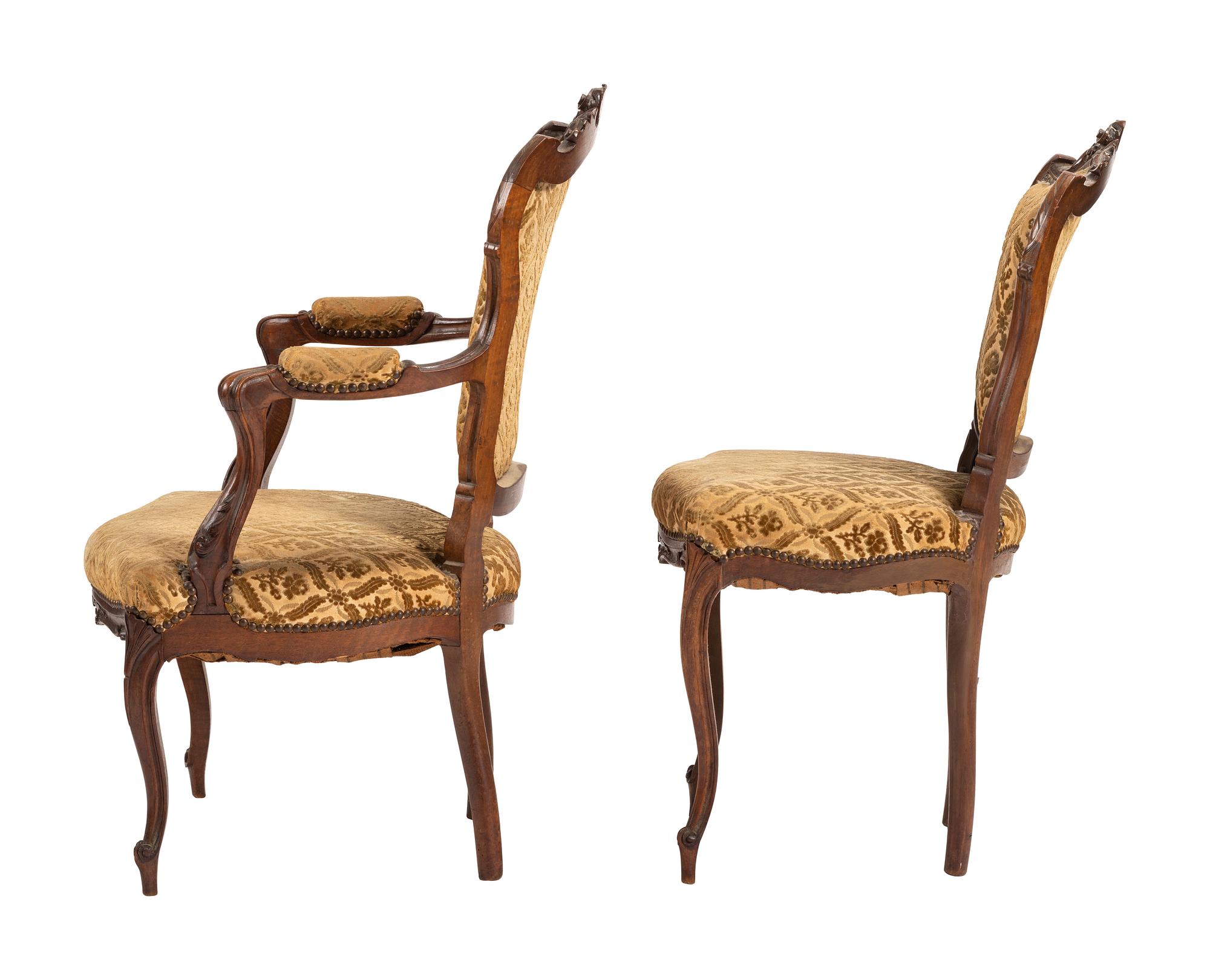 Four French Louis Philippe Walnut Chairs
