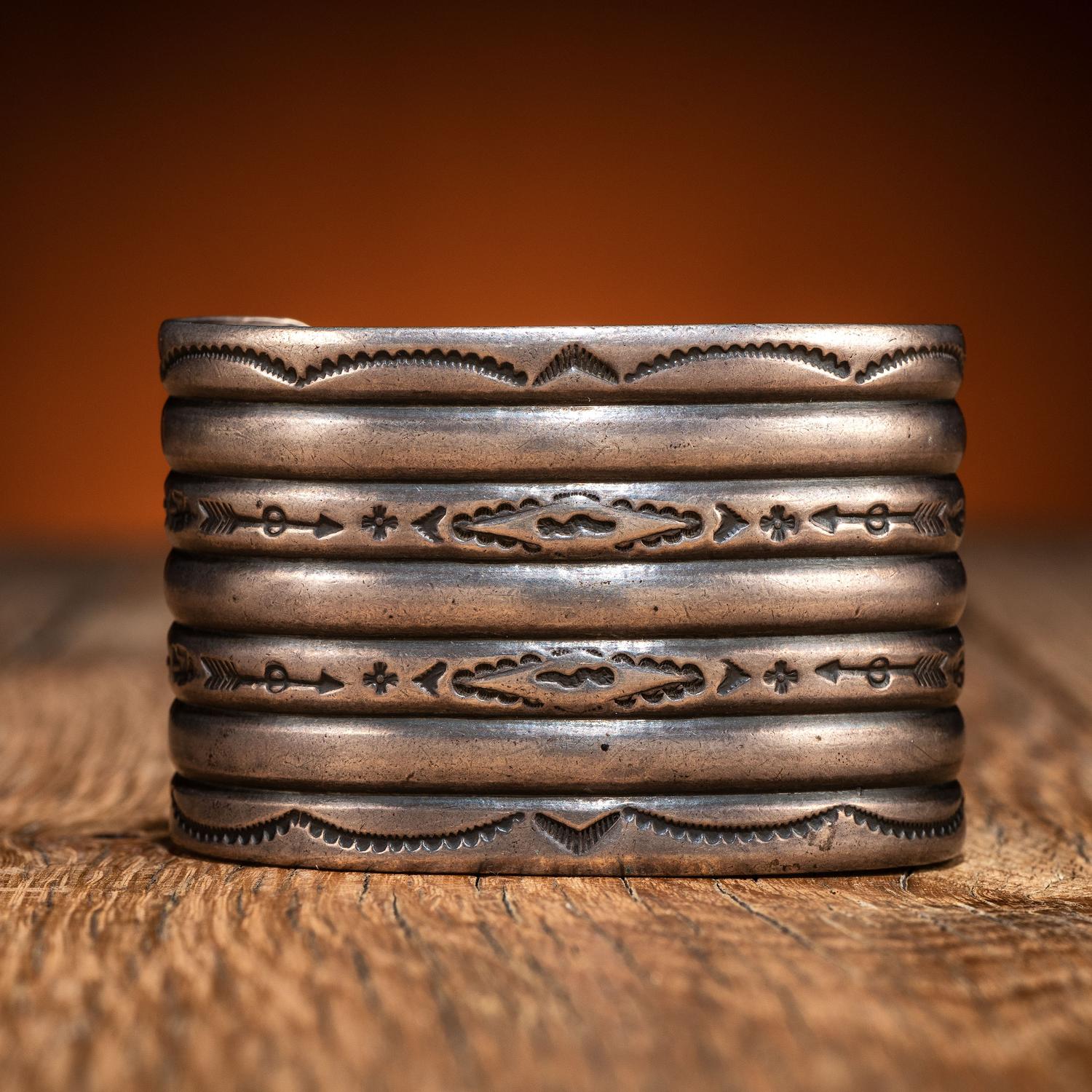 Navajo Stamped Silver Cuff Bracelet