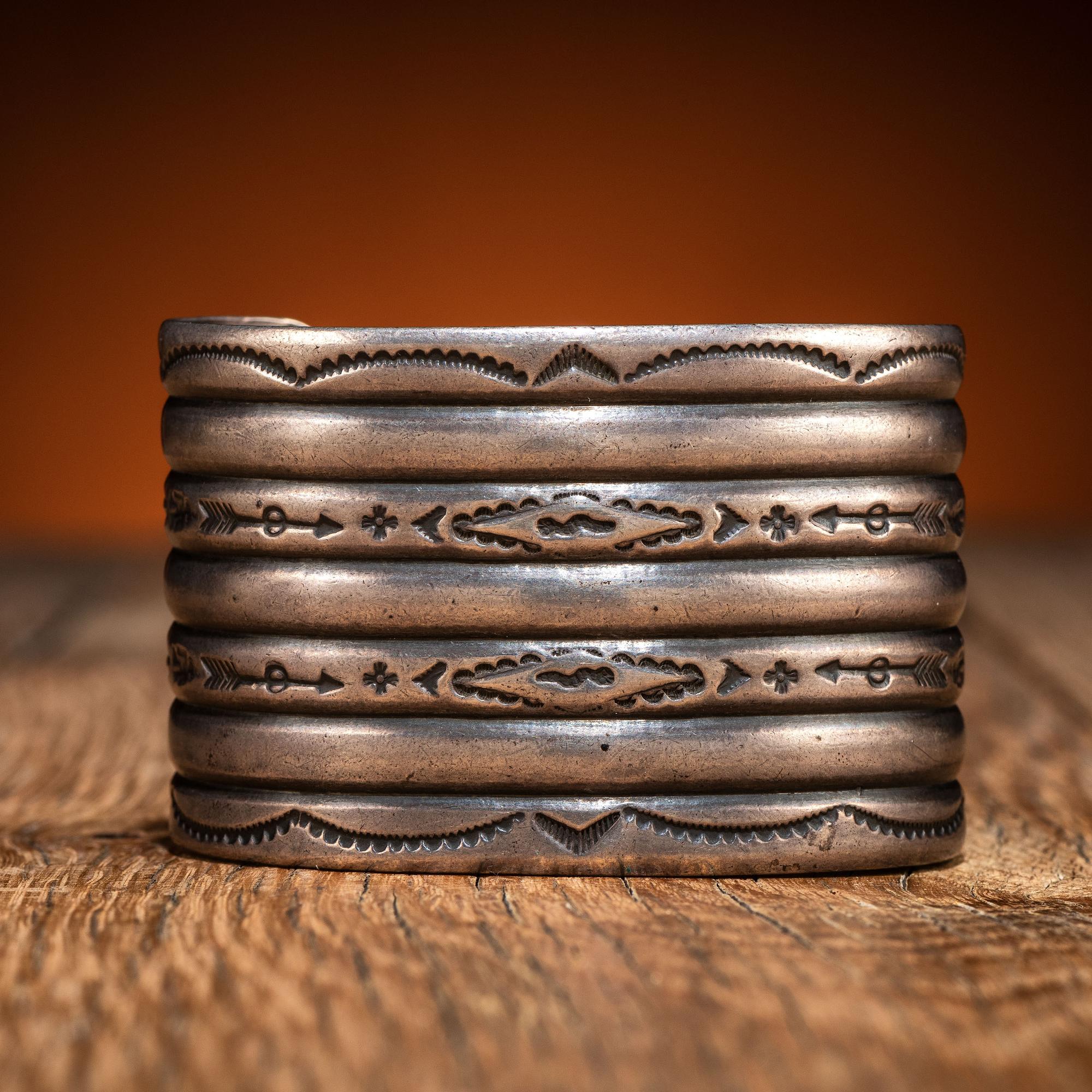 Navajo Stamped Silver Cuff Bracelet