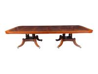 A George III Style Satinwood-Banded Mahogany Triple-Pedestal Dining Table