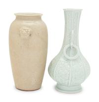 Two Chinese Monochrome Glazed Porcelain Vases