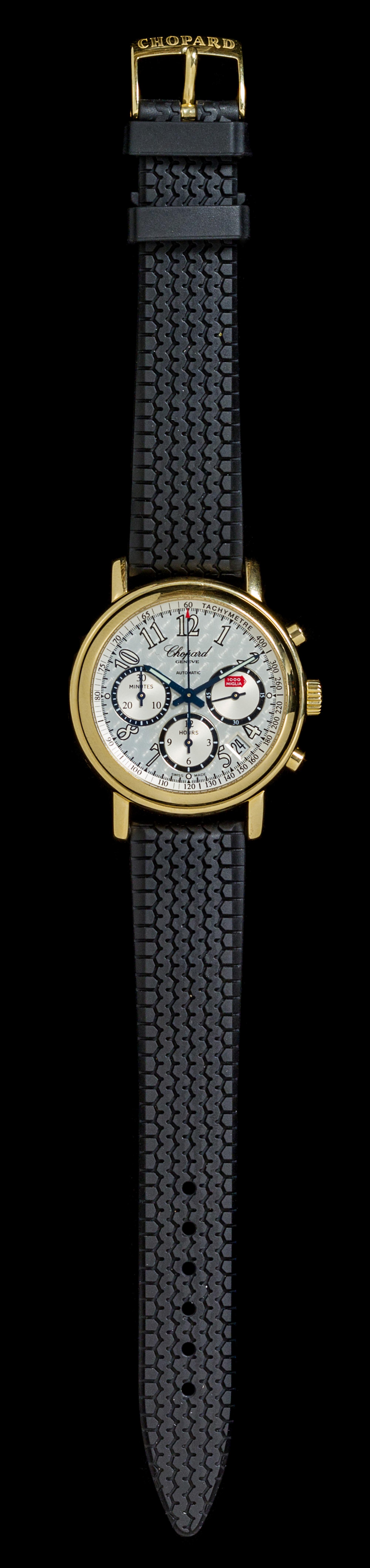 An 18 Karat Yellow Gold Ref. 16/1250 "Mille Miglia" Chronograph Wristwatch, Chopard,