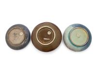 Three Porcelain Monochrome Glazed Circular Brush Washers