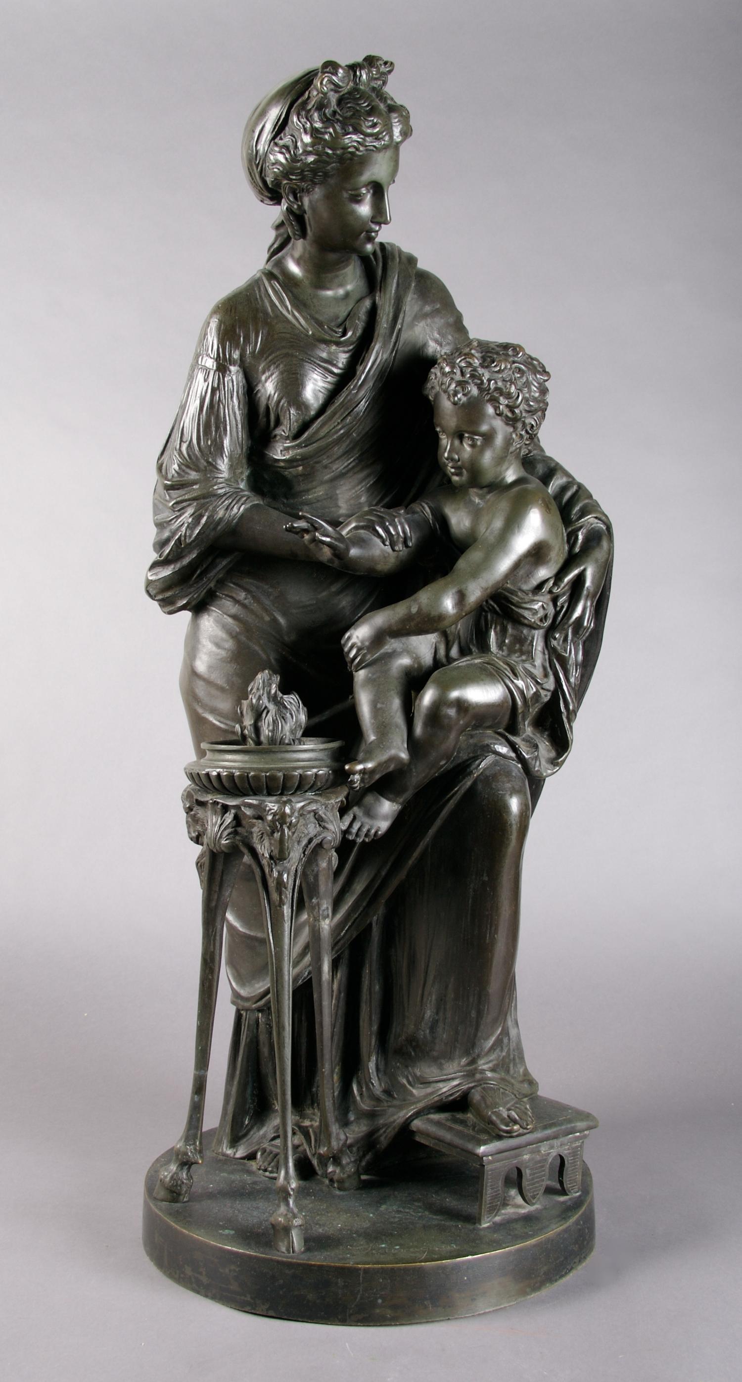 A French Bronze Figural Group, Height 32 1/2 inches.
