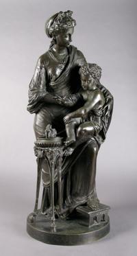 A French Bronze Figural Group, Height 32 1/2 inches.