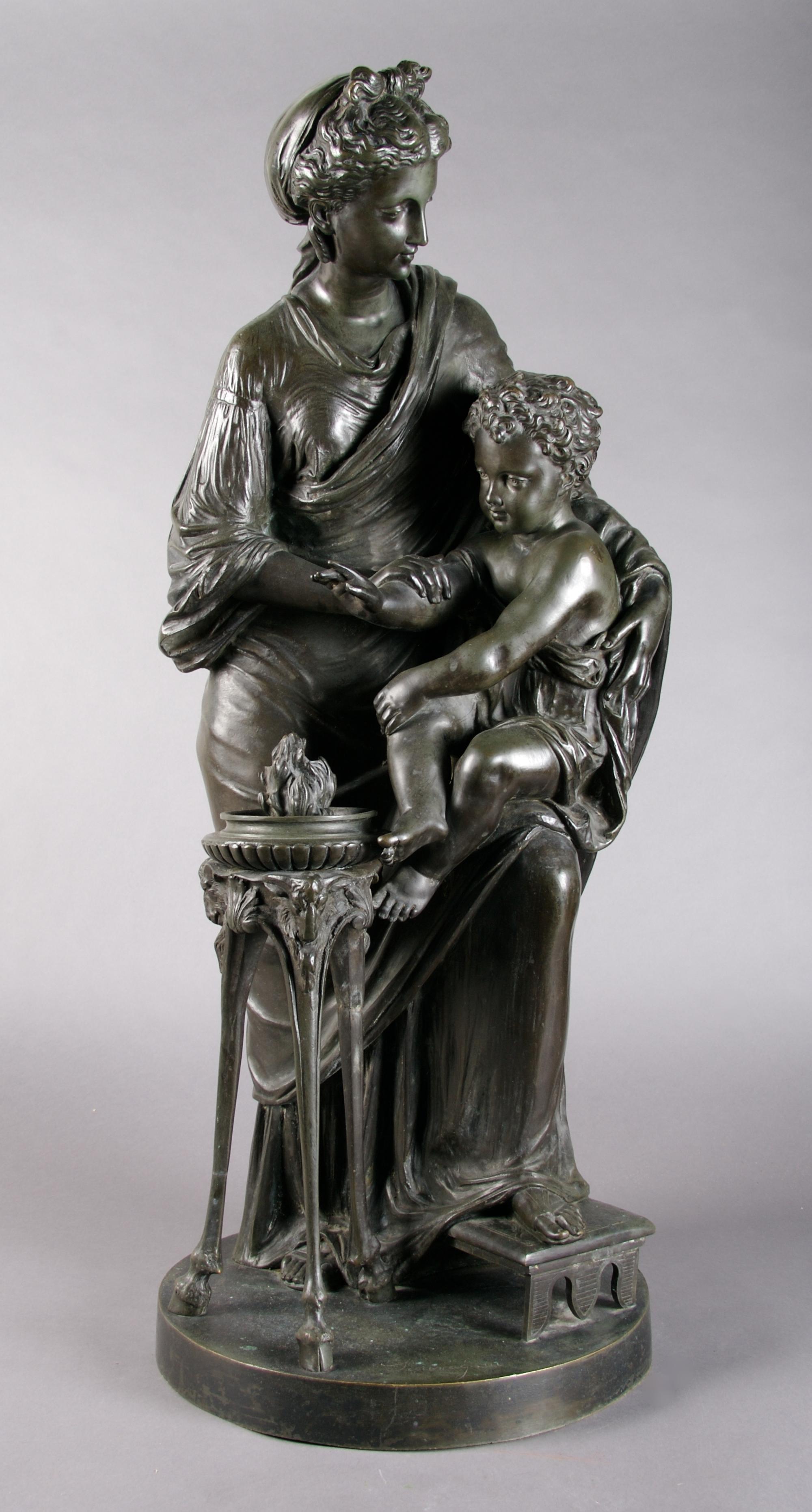 A French Bronze Figural Group, Height 32 1/2 inches.