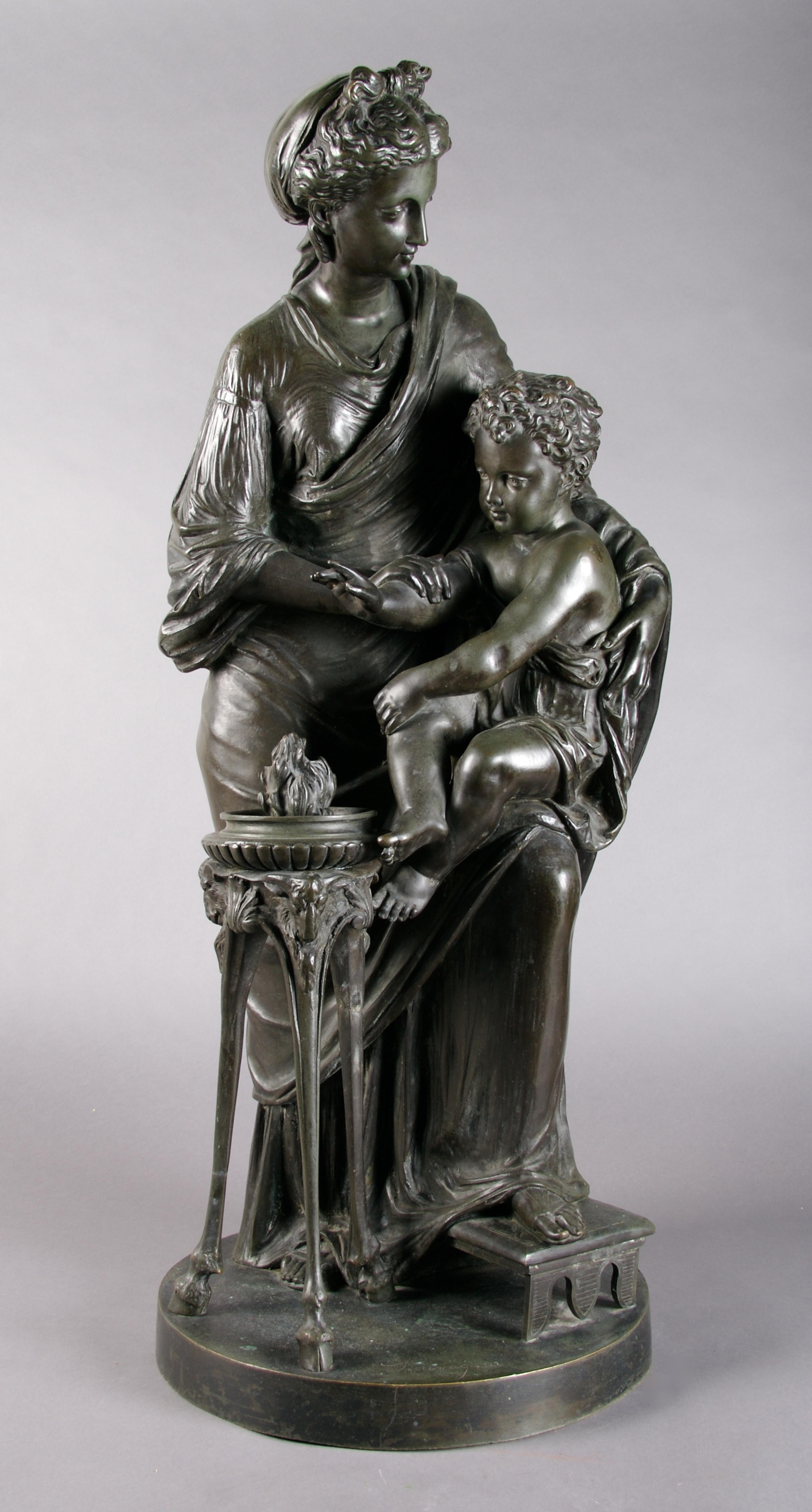 A French Bronze Figural Group, Height 32 1/2 inches.