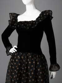 Givenchy Haute Couture Floral Embroidered Evening Dress, 1970-90s