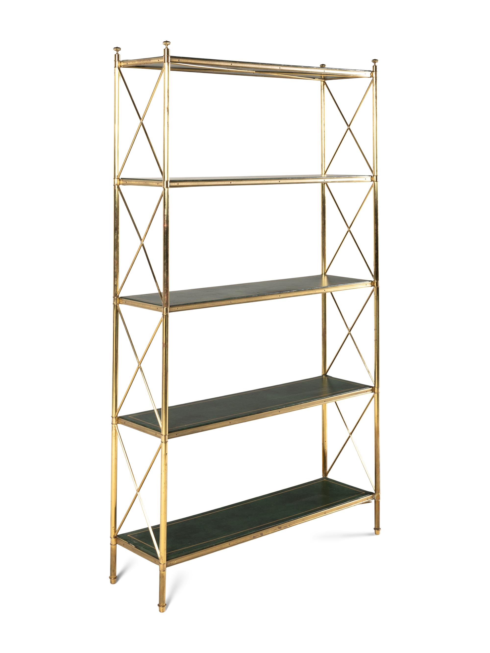 A Brass and Leather "Porter" Étagère