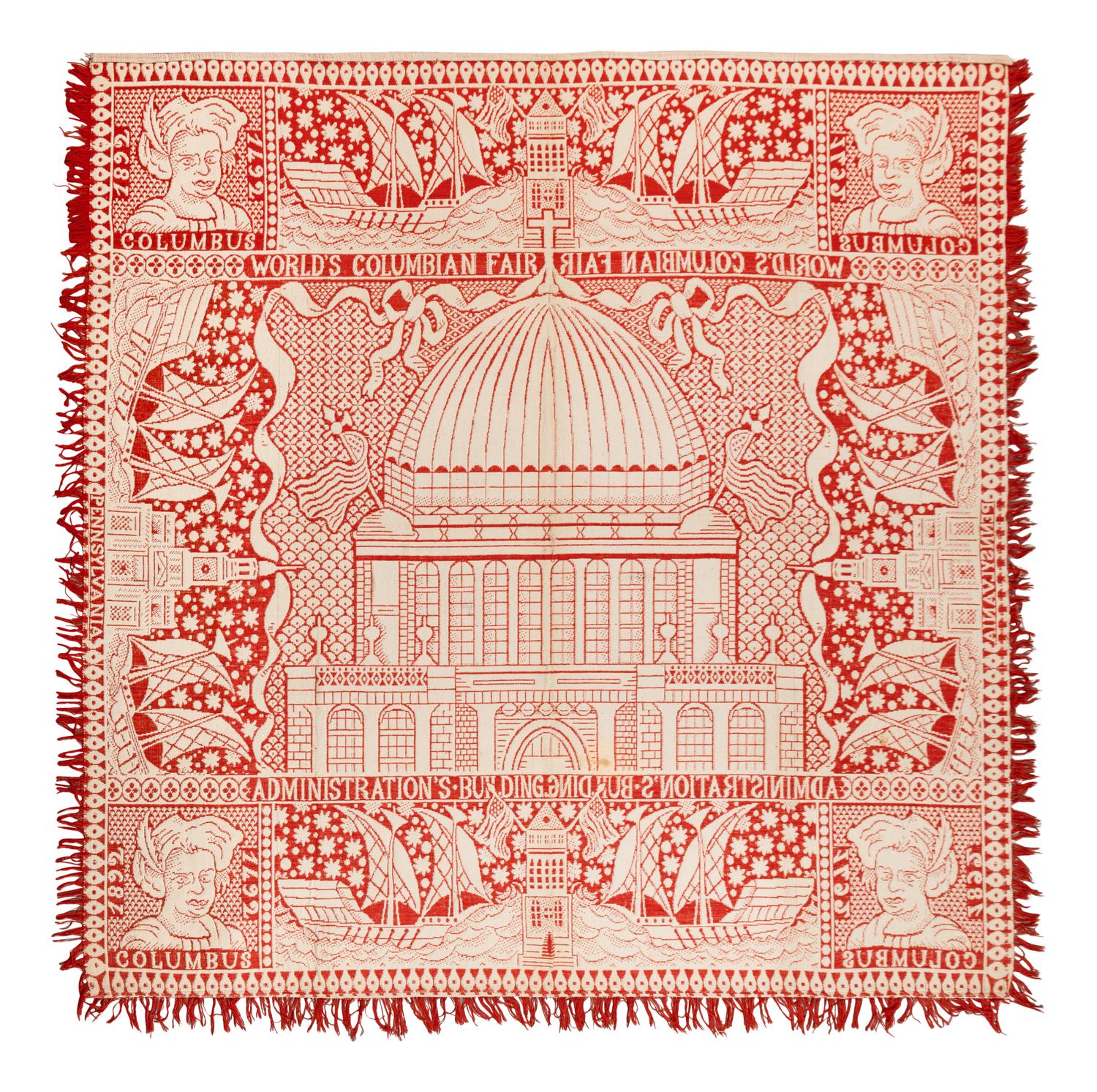 A Cotton and Wool Jacquard Coverlet