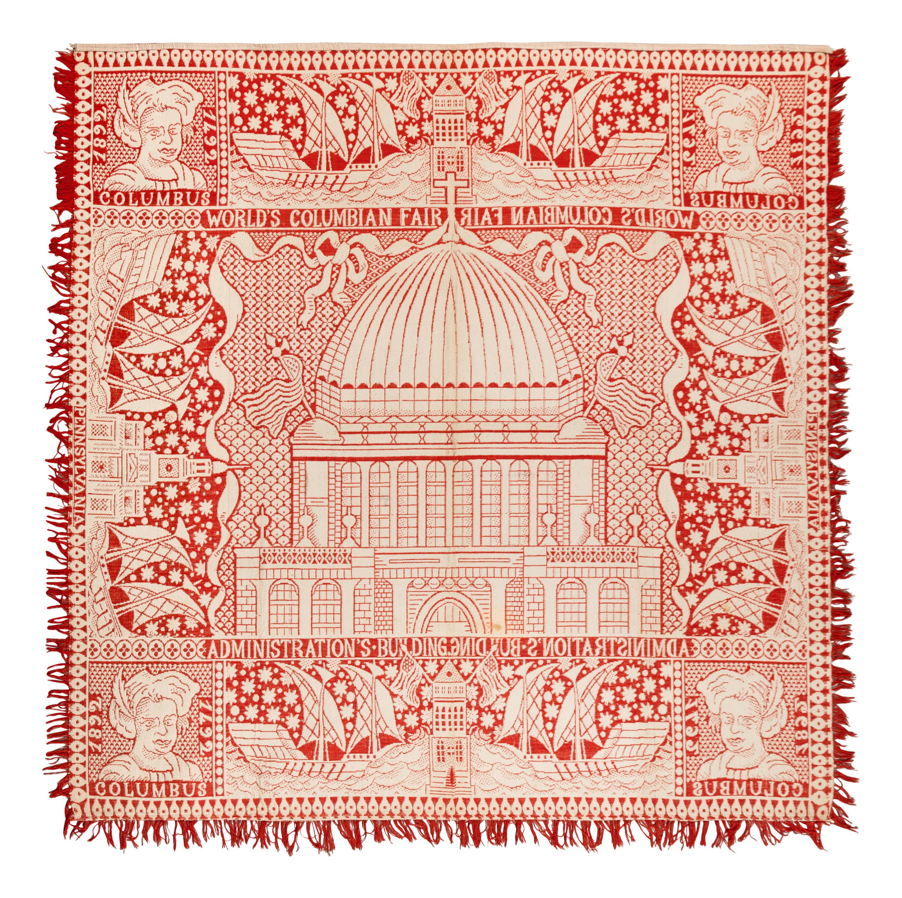 A Cotton and Wool Jacquard Coverlet