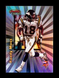 A 1998 Bowman's Best Refractor Randy Moss Rookie Football Card No. 109 (Numbered 204 of 400)
