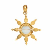 Elizabeth Locke, Carved Venetian Glass Sun Pendant Brooch