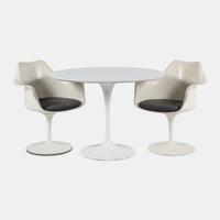Tulip Dining Table with Two Tulip Armchairs Knoll, USA