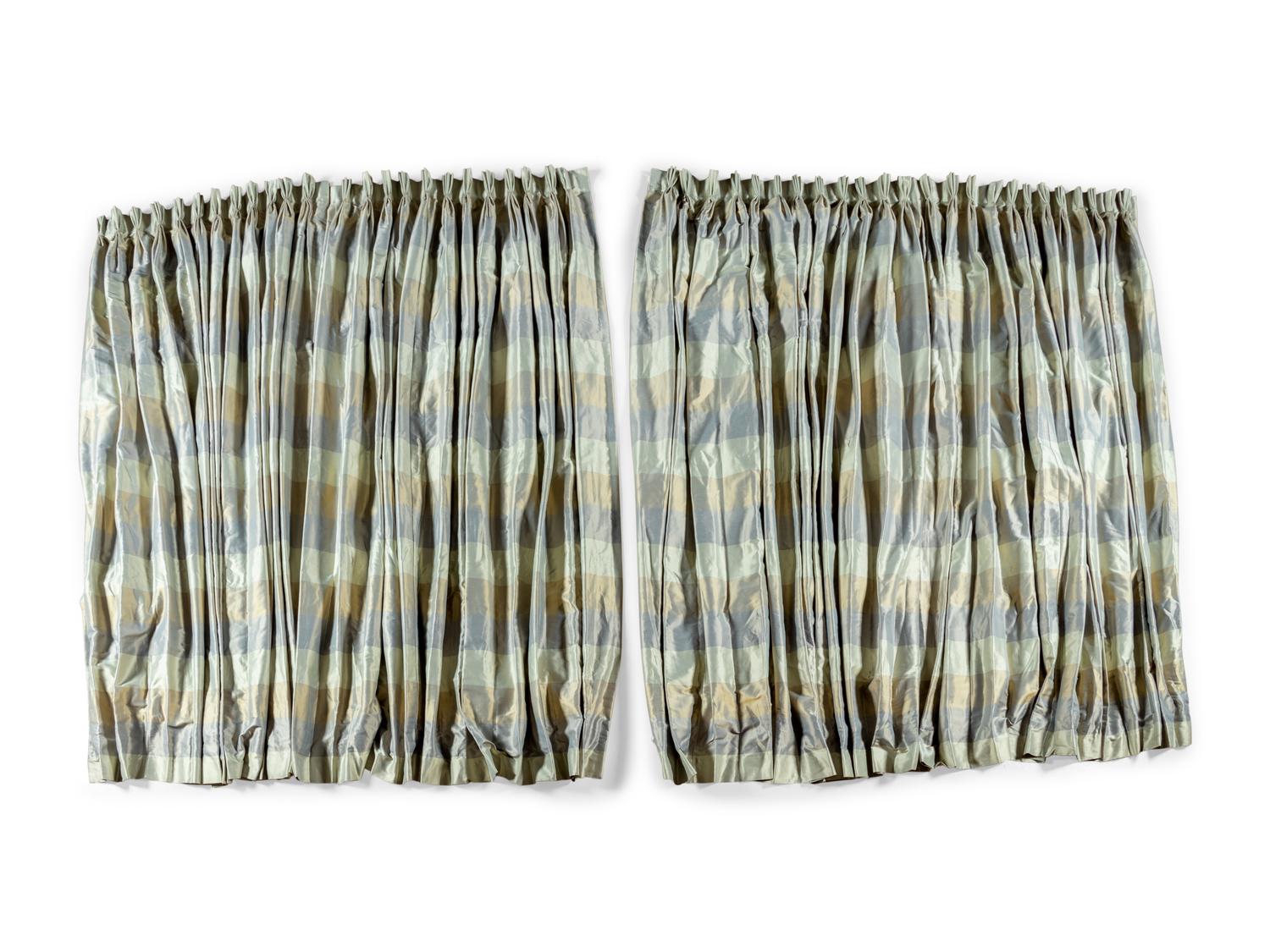 A Set of Four Silk Drapery Panels