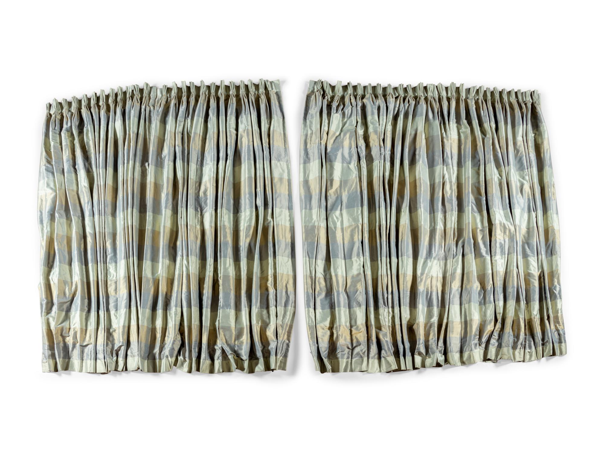 A Set of Four Silk Drapery Panels