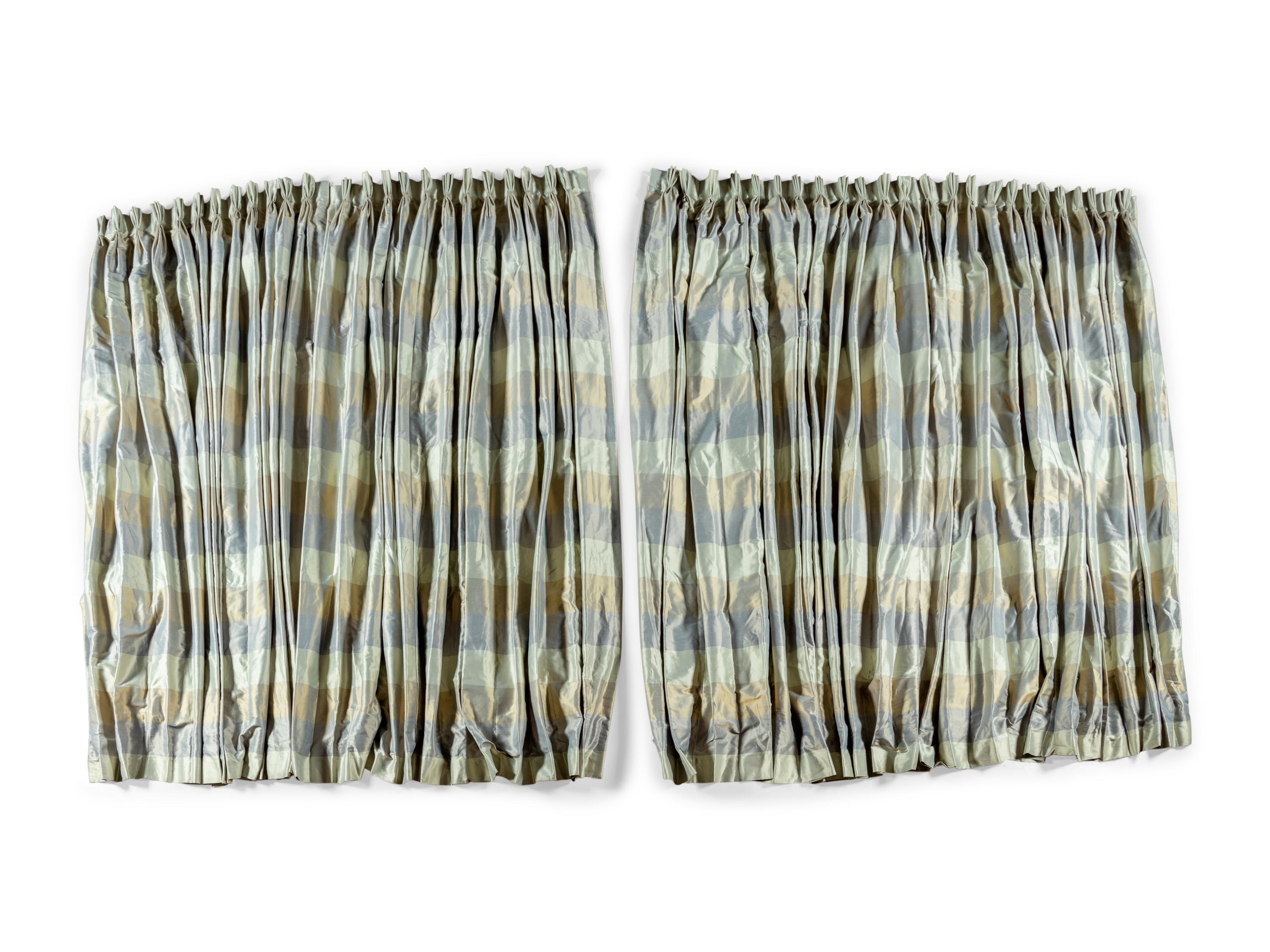 A Set of Four Silk Drapery Panels