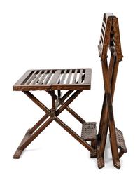 A Pair of Huanghuali and Mixed Wood Folding Stools